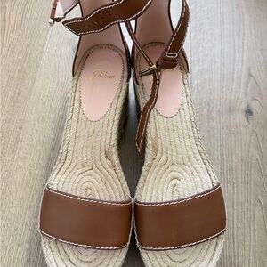 BRAND NEW J. Crew Leather Platform wedgeEspadrille Sandals